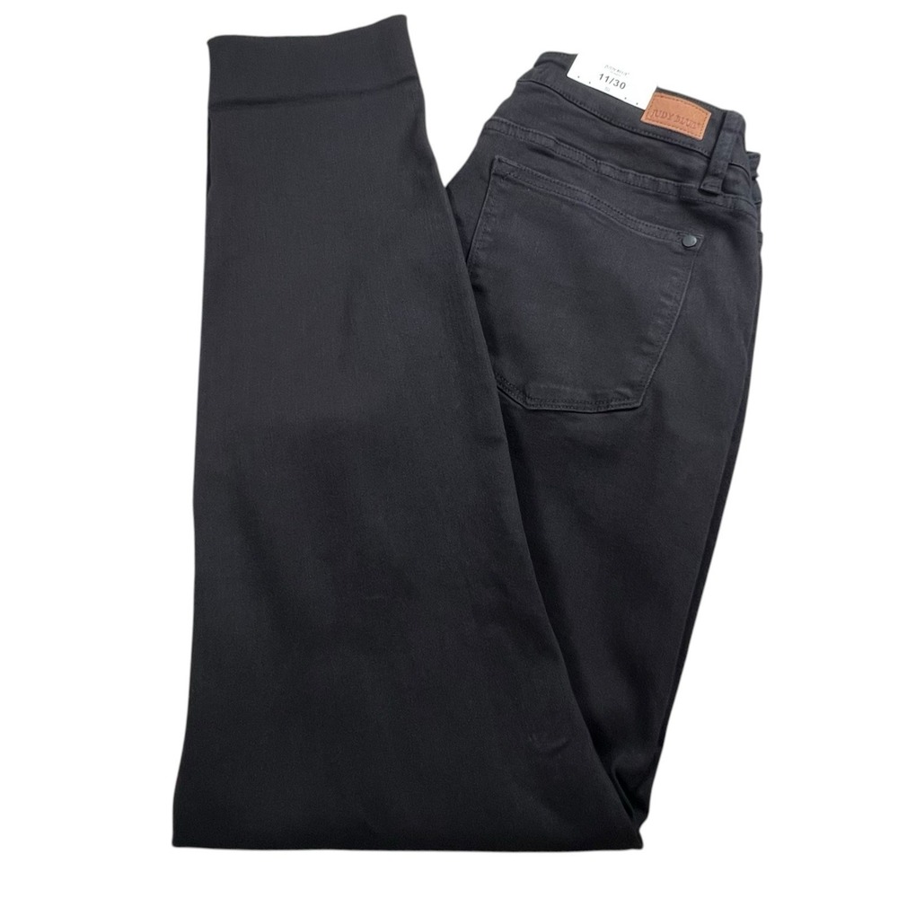 NWT Judy Blue Womens 11/30 Black Slim Fit Distressed Mid Rise Stretch Denim Jean